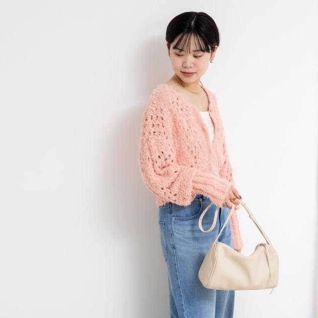 ノーリーズ（NOLLEY’S）/《手洗い可能》カットフェザーヤーン透かし柄2WAYカーディガン