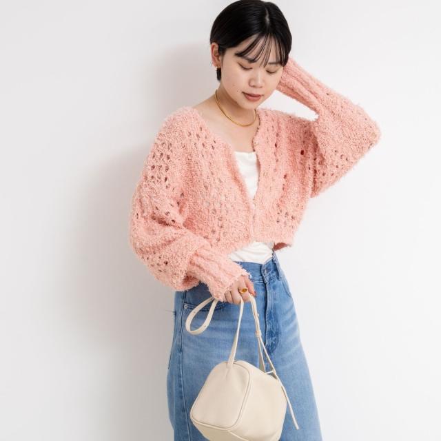 ノーリーズ（NOLLEY’S）/《手洗い可能》カットフェザーヤーン透かし柄2WAYカーディガン