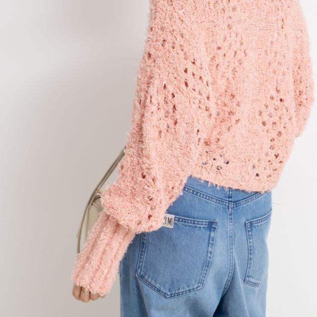 ノーリーズ（NOLLEY’S）/《手洗い可能》カットフェザーヤーン透かし柄2WAYカーディガン