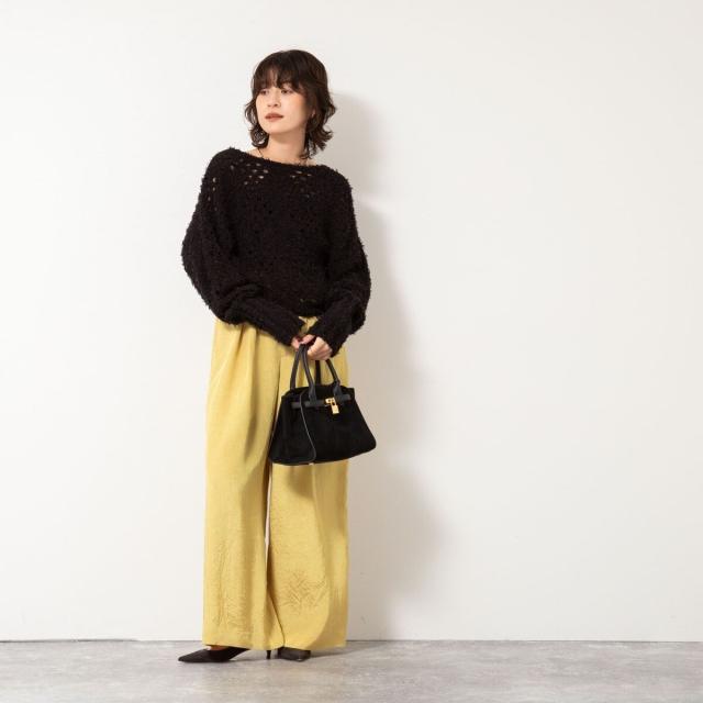 ノーリーズ（NOLLEY’S）/《手洗い可能》カットフェザーヤーン透かし柄2WAYカーディガン