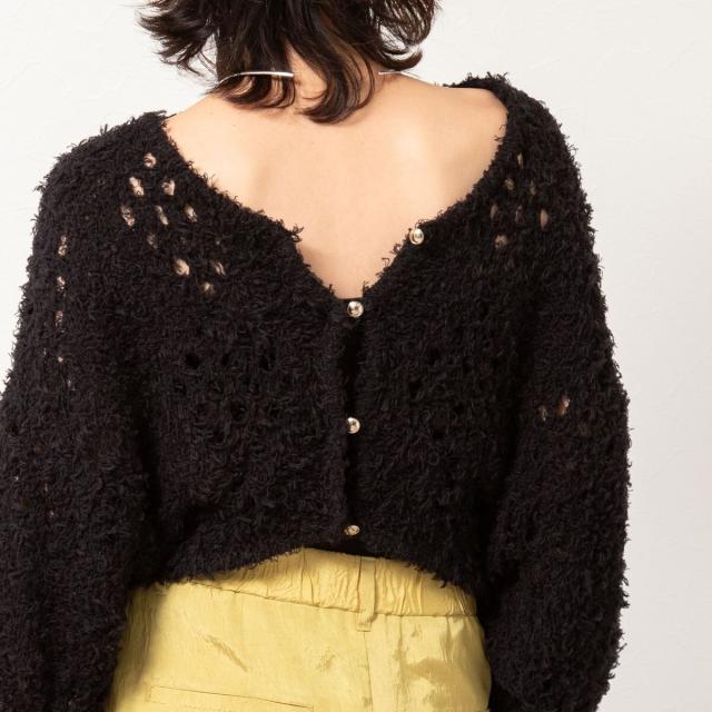 ノーリーズ（NOLLEY’S）/《手洗い可能》カットフェザーヤーン透かし柄2WAYカーディガン