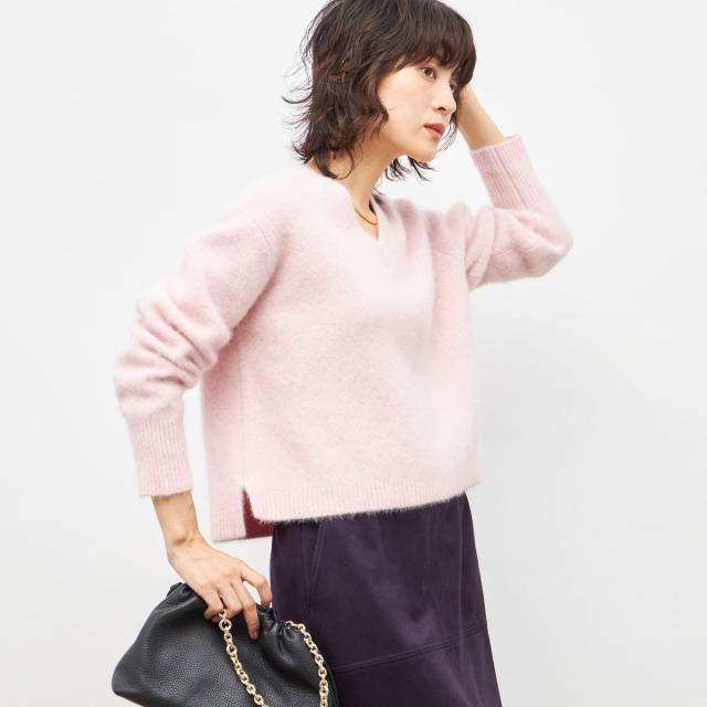 ノーリーズ（NOLLEY’S）/《手洗い可能》ヘアリーストレッチVネックプルオーバーニット