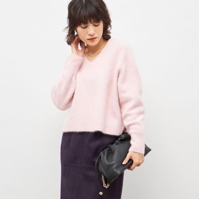 ノーリーズ（NOLLEY’S）/《手洗い可能》ヘアリーストレッチVネックプルオーバーニット