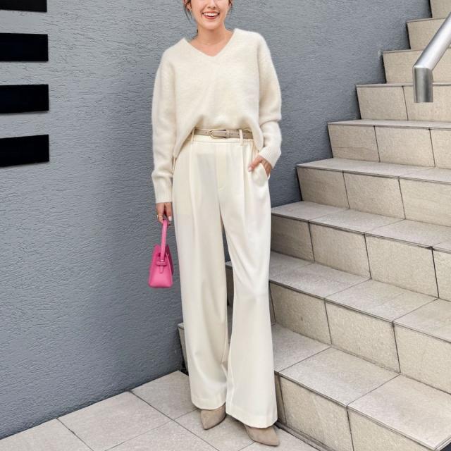 ノーリーズ（NOLLEY’S）/《手洗い可能》ヘアリーストレッチVネックプルオーバーニット