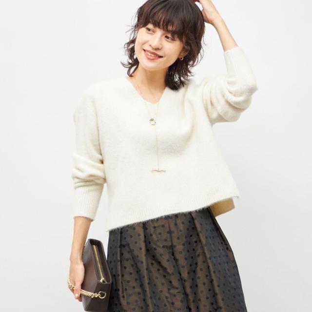 ノーリーズ（NOLLEY’S）/《手洗い可能》ヘアリーストレッチVネックプルオーバーニット