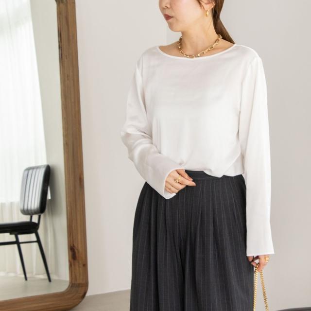 ノーリーズ（NOLLEY’S）/◇【WEB限定】ウォッシャブルリラックスサテン長袖Ｔブラウス