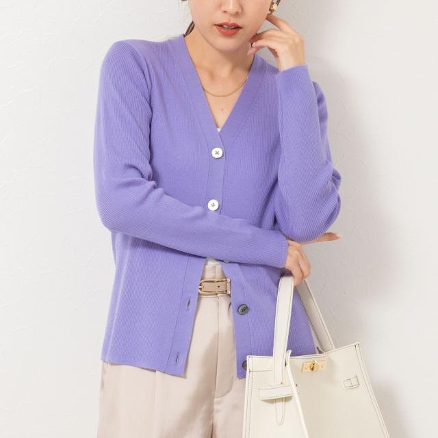 ノーリーズ（NOLLEY’S）/《手洗い可能》16GマレーリブVネックカーディガン