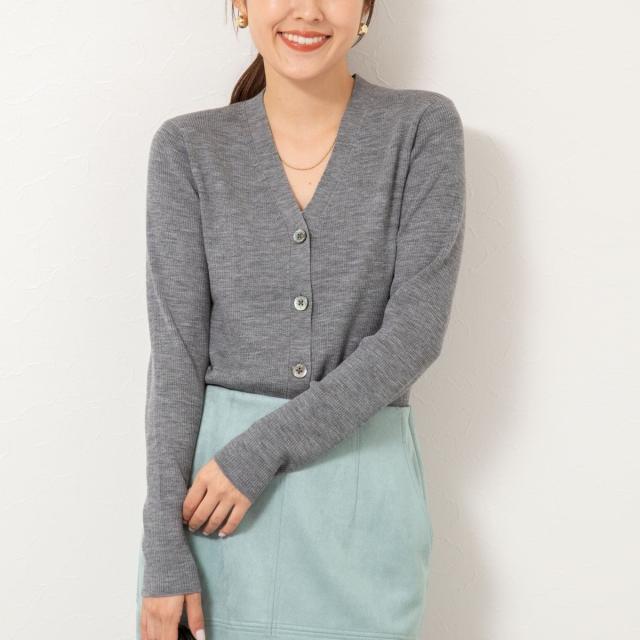 ノーリーズ（NOLLEY’S）/《手洗い可能》16GマレーリブVネックカーディガン