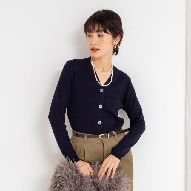 ノーリーズ（NOLLEY’S）/《手洗い可能》16GマレーリブVネックカーディガン