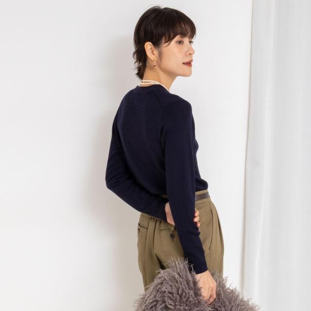 ノーリーズ（NOLLEY’S）/《手洗い可能》16GマレーリブVネックカーディガン