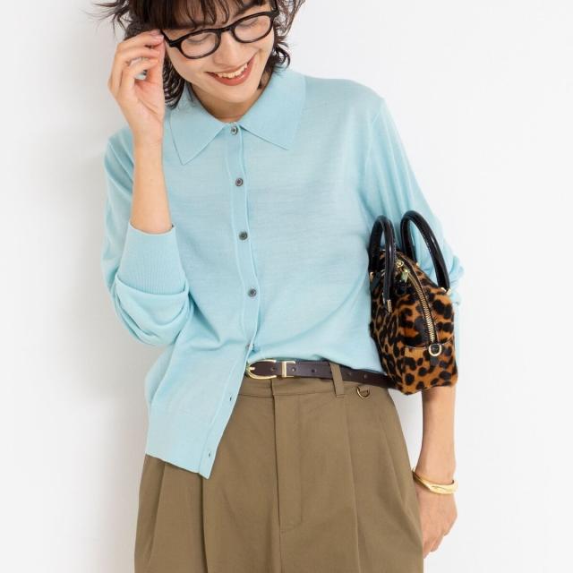 ノーリーズ（NOLLEY’S）/《手洗い可能》16Gマレー襟付きカーディガン