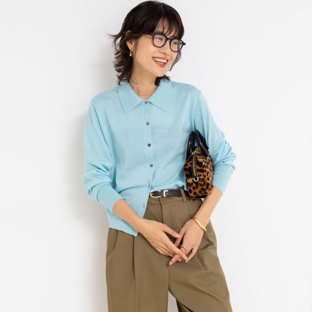 ノーリーズ（NOLLEY’S）/《手洗い可能》16Gマレー襟付きカーディガン