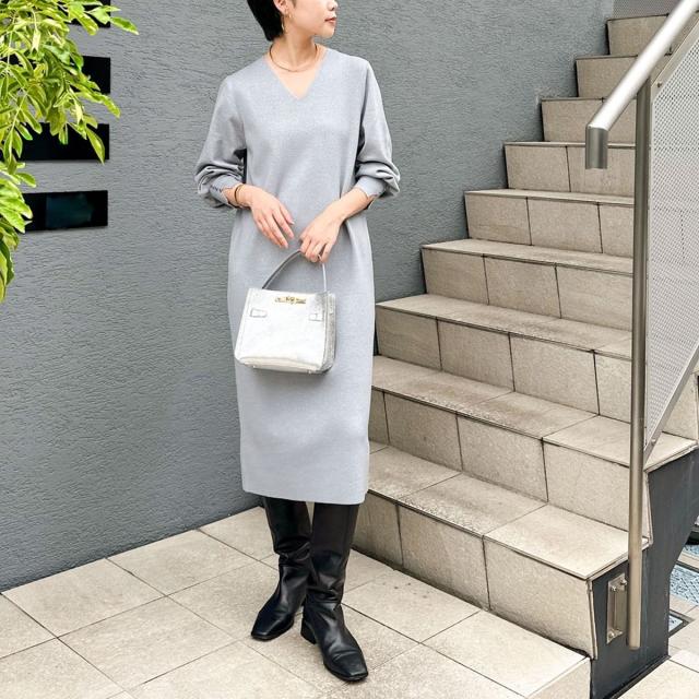 ノーリーズソフィー（NOLLEY’S sophi）/◇【WEB限定】ウォッシャブルラメ総針Vネックコクーンワンピース