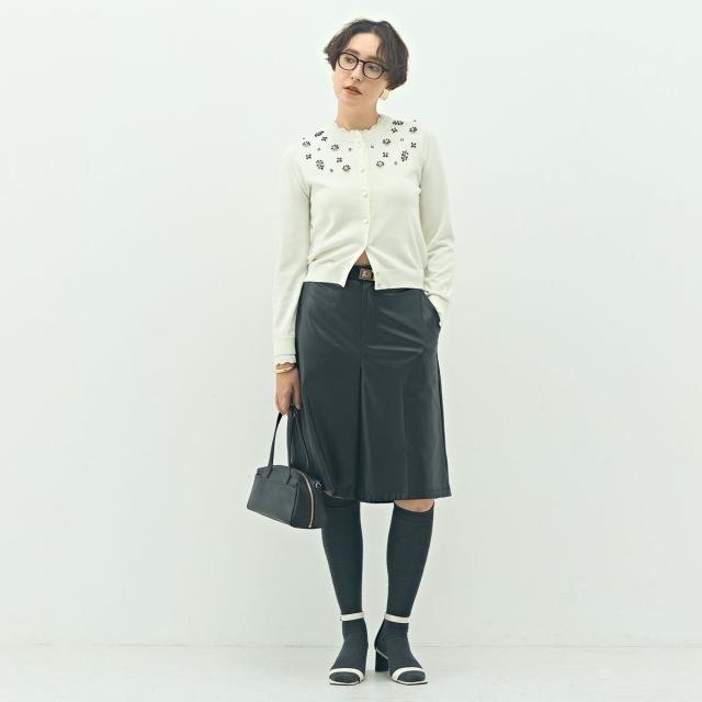 ノーリーズ（NOLLEY’S）/《手洗い可能》ビジュー付きクルーネックカーディガン