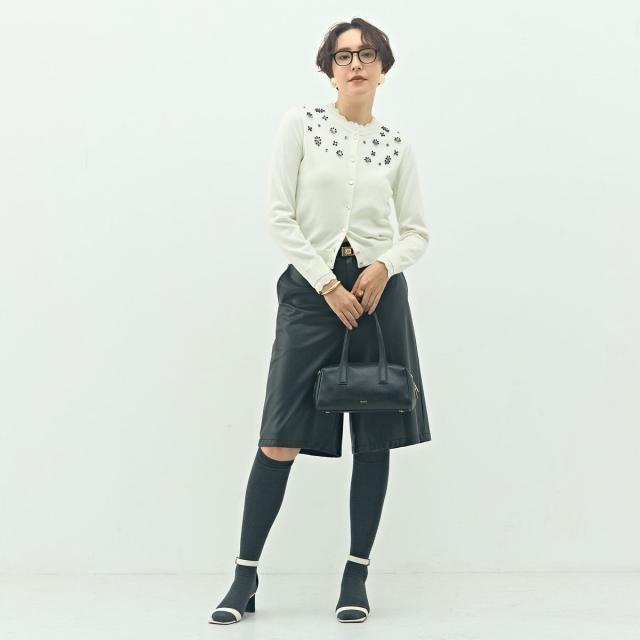 ノーリーズ（NOLLEY’S）/《手洗い可能》ビジュー付きクルーネックカーディガン