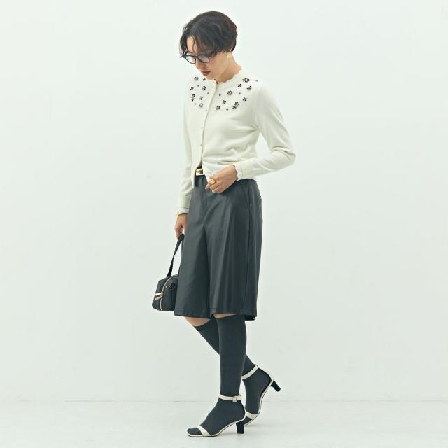 ノーリーズ（NOLLEY’S）/《手洗い可能》ビジュー付きクルーネックカーディガン