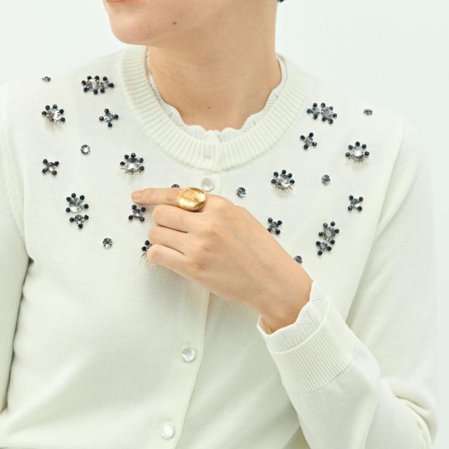 ノーリーズ（NOLLEY’S）/《手洗い可能》ビジュー付きクルーネックカーディガン