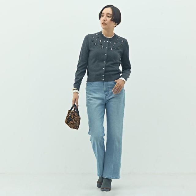 ノーリーズ（NOLLEY’S）/《手洗い可能》ビジュー付きクルーネックカーディガン