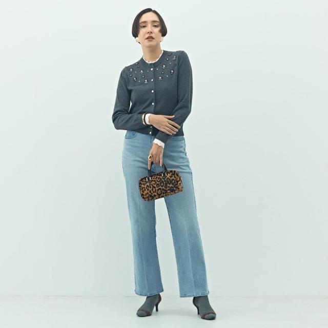 ノーリーズ（NOLLEY’S）/《手洗い可能》ビジュー付きクルーネックカーディガン