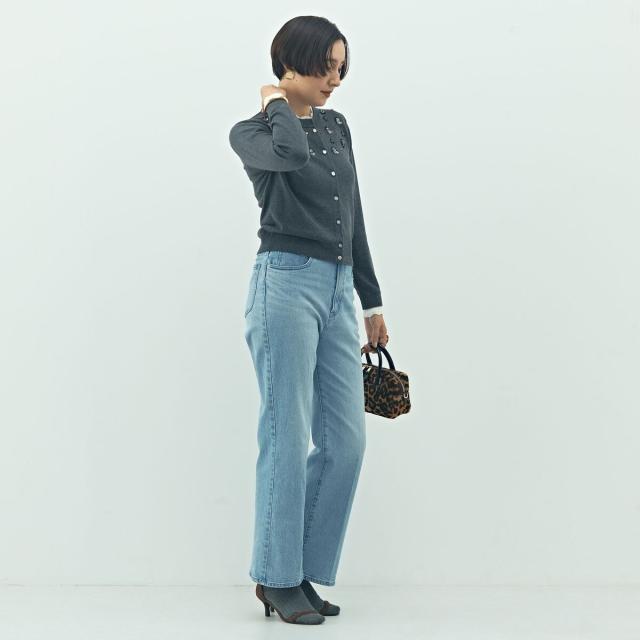 ノーリーズ（NOLLEY’S）/《手洗い可能》ビジュー付きクルーネックカーディガン