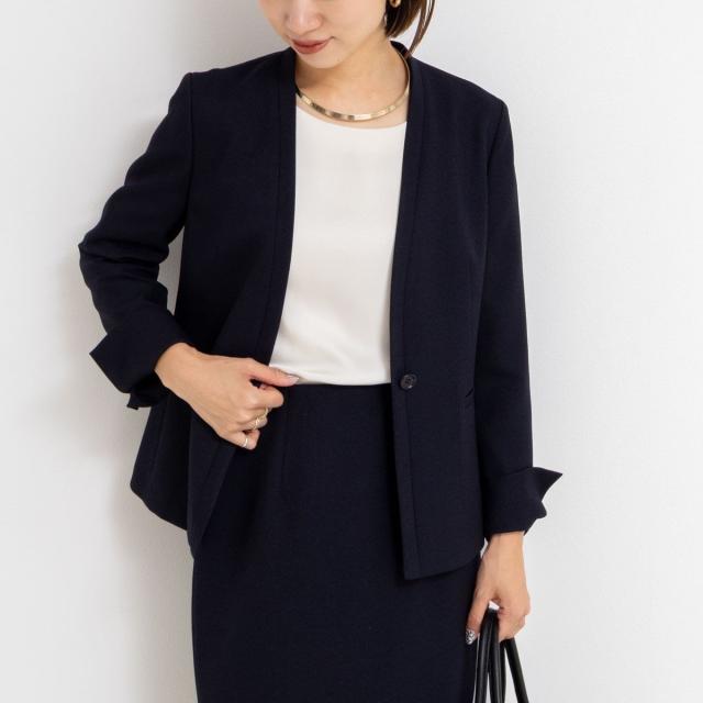 ノーリーズソフィー（NOLLEY’S sophi）/《セットアップ対応》ウォッシャブルウール調ノーカラージャケット