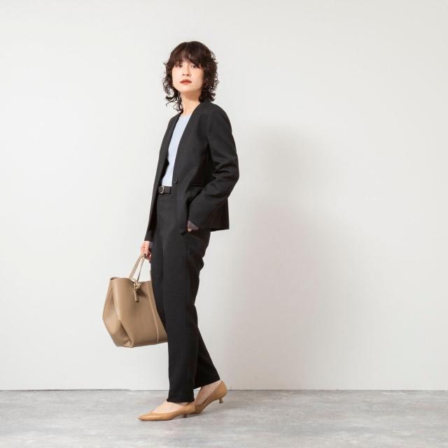 ノーリーズソフィー（NOLLEY’S sophi）/《セットアップ対応》ウォッシャブルウール調ノーカラージャケット