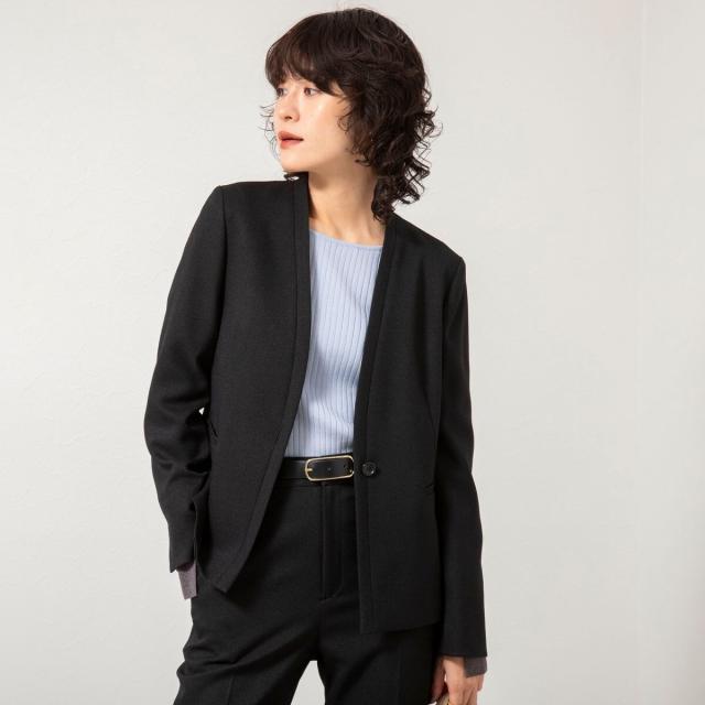 ノーリーズソフィー（NOLLEY’S sophi）/《セットアップ対応》ウォッシャブルウール調ノーカラージャケット