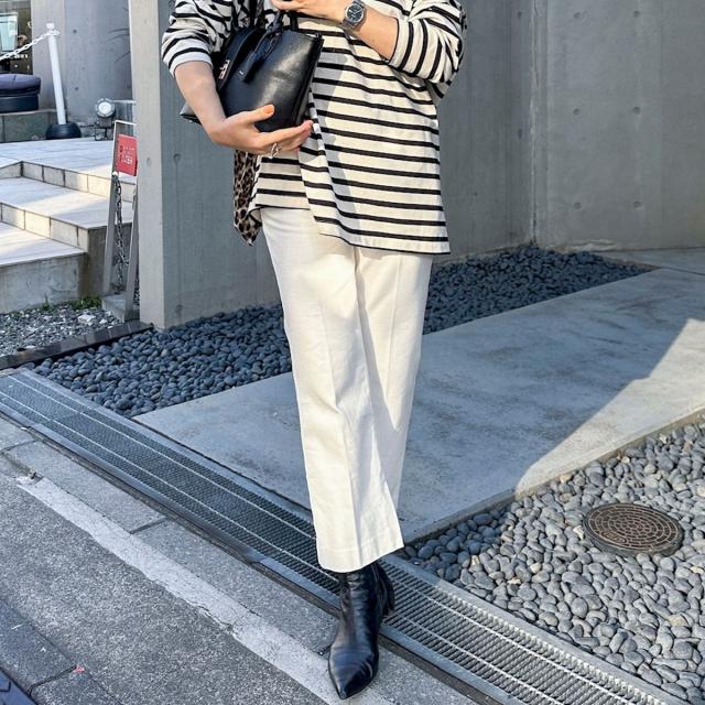 リエミラー（Rie Miller）/【RM denim】スリットクロップドセンタープレスデニム