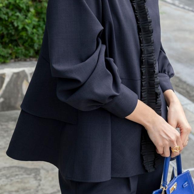 ノーリーズ（NOLLEY’S）/《セットアップ対応》ウォッシャブル衿プリーツペプラムブラウス