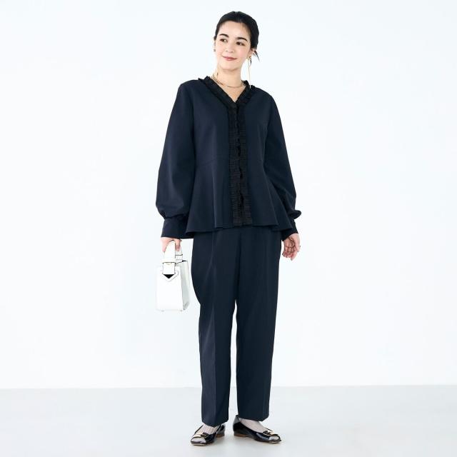 ノーリーズ（NOLLEY’S）/《セットアップ対応》ウォッシャブル衿プリーツペプラムブラウス