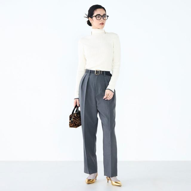 ノーリーズ（NOLLEY’S）/《手洗い可能》3×2リブ配色タートルネック