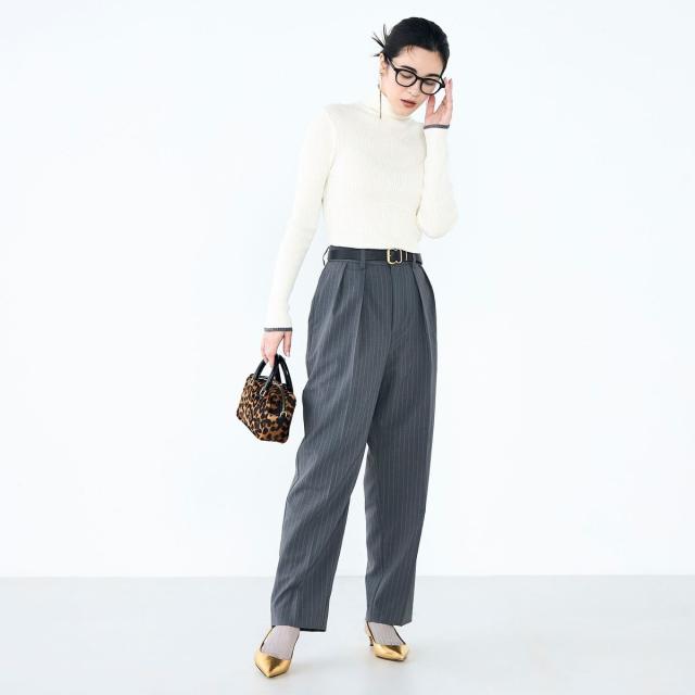 ノーリーズ（NOLLEY’S）/《手洗い可能》3×2リブ配色タートルネック