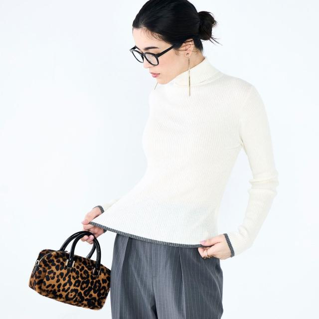 ノーリーズ（NOLLEY’S）/《手洗い可能》3×2リブ配色タートルネック