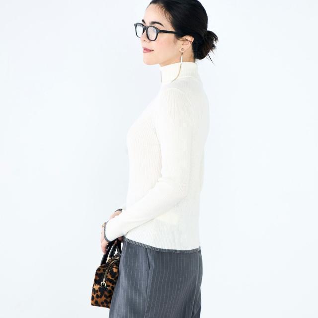 ノーリーズ（NOLLEY’S）/《手洗い可能》3×2リブ配色タートルネック