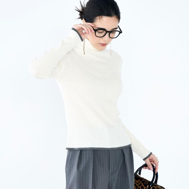 ノーリーズ（NOLLEY’S）/《手洗い可能》3×2リブ配色タートルネック