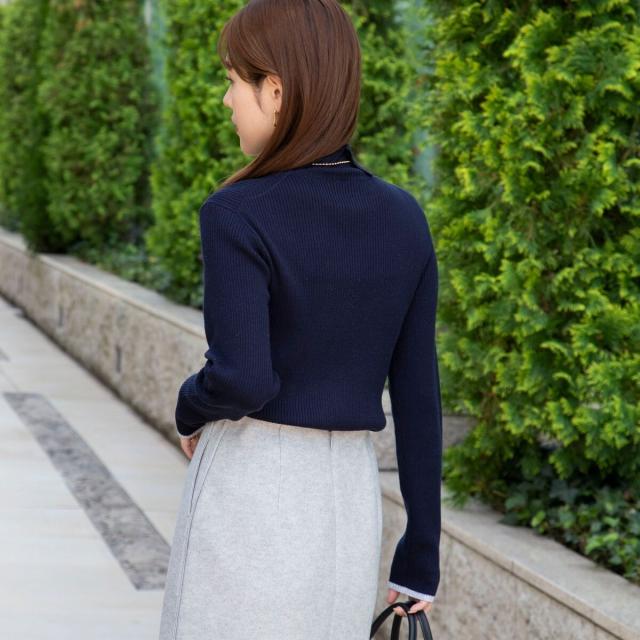 ノーリーズ（NOLLEY’S）/《手洗い可能》3×2リブ配色タートルネック