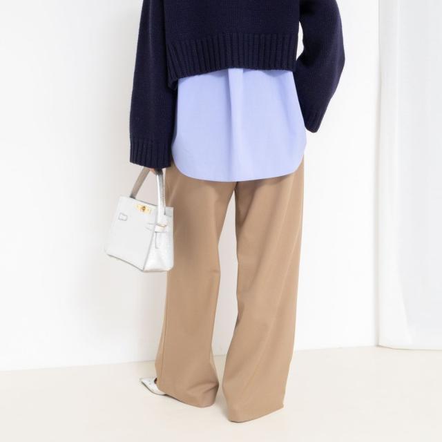 ノーリーズソフィー（NOLLEY’S sophi）/《セットアップ対応》ウォッシャブルウール混ツイルハイウエストワイドパンツ