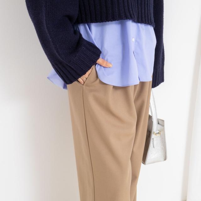 ノーリーズソフィー（NOLLEY’S sophi）/《セットアップ対応》ウォッシャブルウール混ツイルハイウエストワイドパンツ