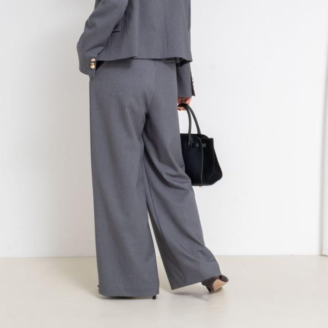 ノーリーズソフィー（NOLLEY’S sophi）/《セットアップ対応》ウォッシャブルウール混ツイルハイウエストワイドパンツ