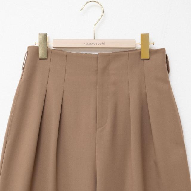 ノーリーズソフィー（NOLLEY’S sophi）/《セットアップ対応》ウォッシャブルウール混ツイルハイウエストワイドパンツ