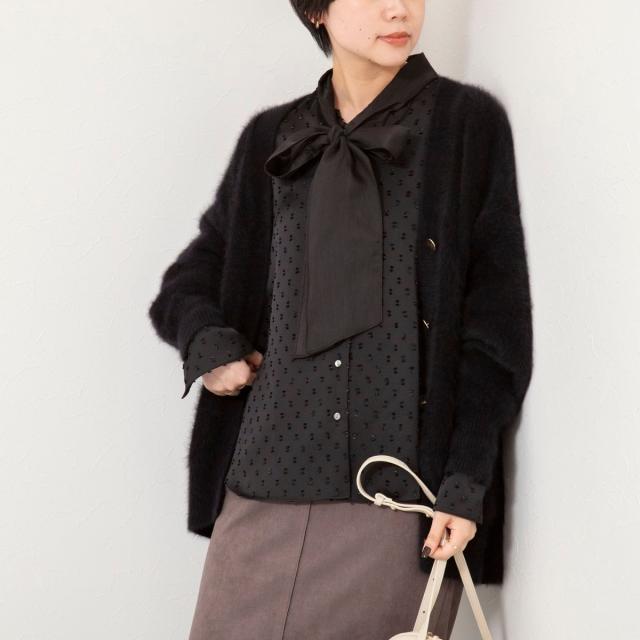 ノーリーズソフィー（NOLLEY’S sophi）/ウォッシャブルサテンドビーボウタイブラウス