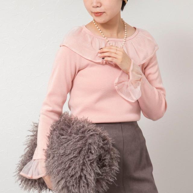 ノーリーズソフィー（NOLLEY’S sophi）/《手洗い可能》シアーフリル総針プルオーバー