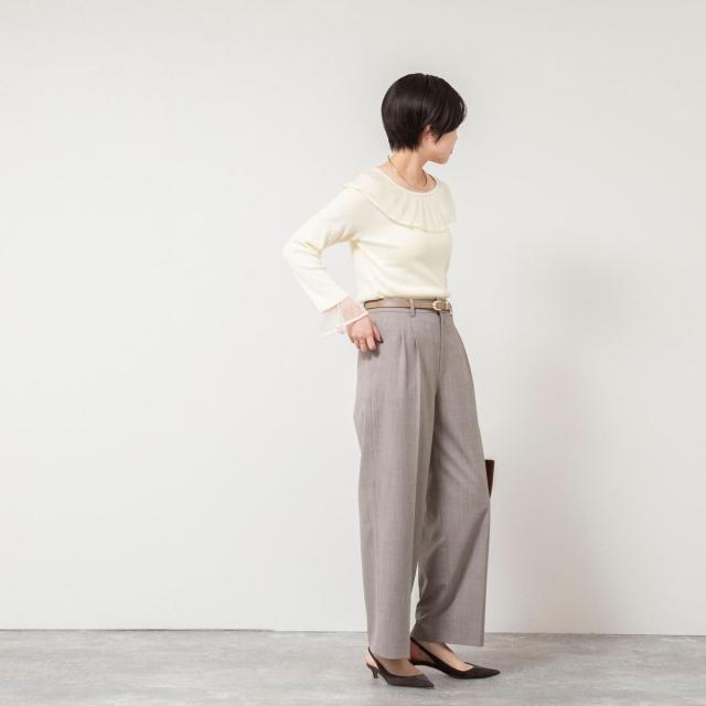 ノーリーズソフィー（NOLLEY’S sophi）/《手洗い可能》シアーフリル総針プルオーバー