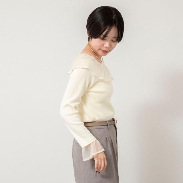 ノーリーズソフィー（NOLLEY’S sophi）/《手洗い可能》シアーフリル総針プルオーバー