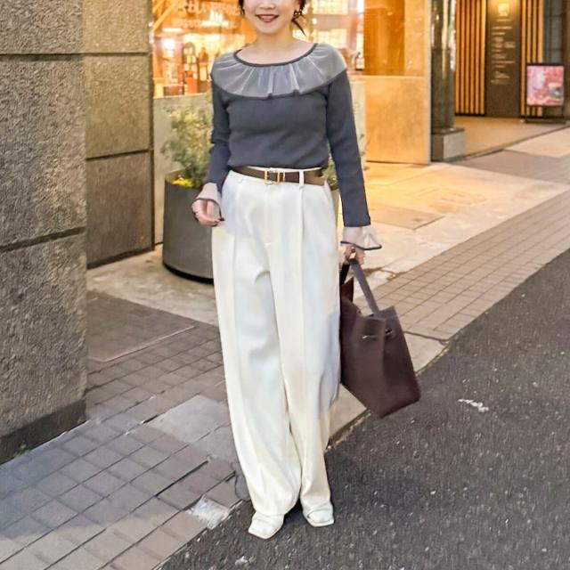 ノーリーズソフィー（NOLLEY’S sophi）/《手洗い可能》シアーフリル総針プルオーバー