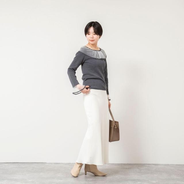 ノーリーズソフィー（NOLLEY’S sophi）/《手洗い可能》シアーフリル総針プルオーバー