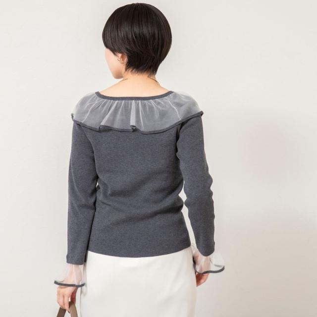 ノーリーズソフィー（NOLLEY’S sophi）/《手洗い可能》シアーフリル総針プルオーバー