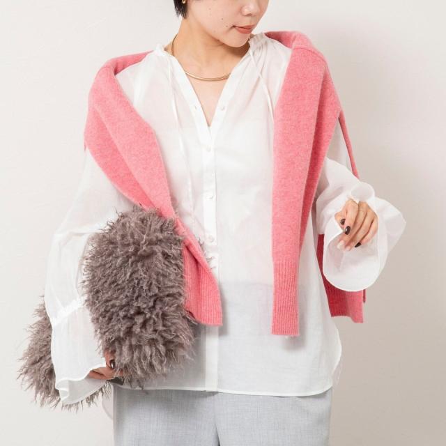 セカンドノーリーズ（2nd NOLLEY’S）/ウォッシャブルシアーコットンフリル襟ブラウス