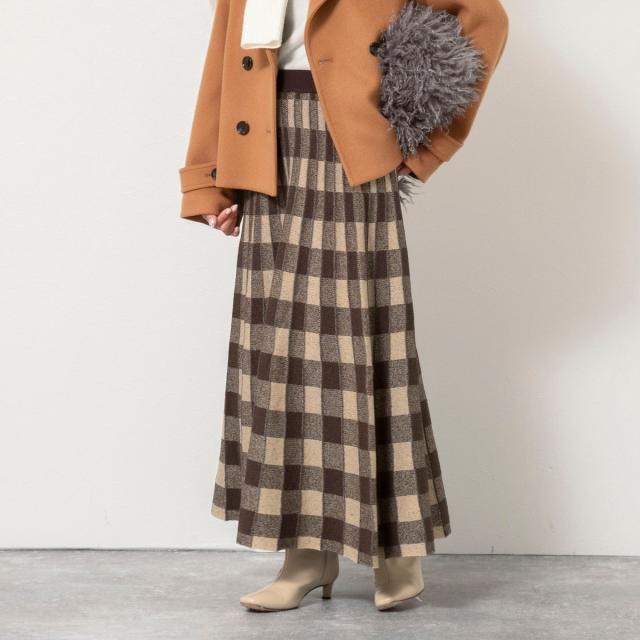 ノーリーズ（NOLLEY’S）/《手洗い可能》チェックニットスカート