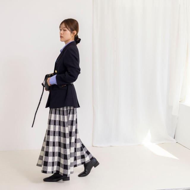 ノーリーズ（NOLLEY’S）/《手洗い可能》チェックニットスカート